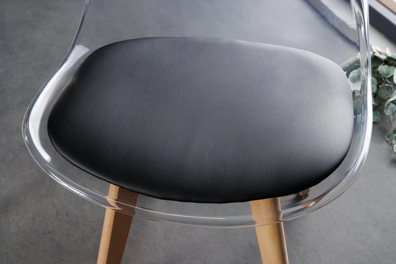 Lot de 2x chaises design SCANDINAVIA MEISTERSTÜCK en plastique noir transparent et bois de hêtre naturel