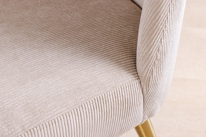 Lot de 2x chaises rétro MIA CASA beige cordon champagne or métal brossé