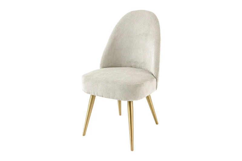 Lot de 2x chaises rétro MIA CASA beige cordon champagne or métal brossé