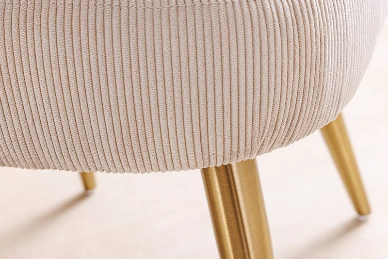 Lot de 2x chaises rétro MIA CASA beige cordon champagne or métal brossé