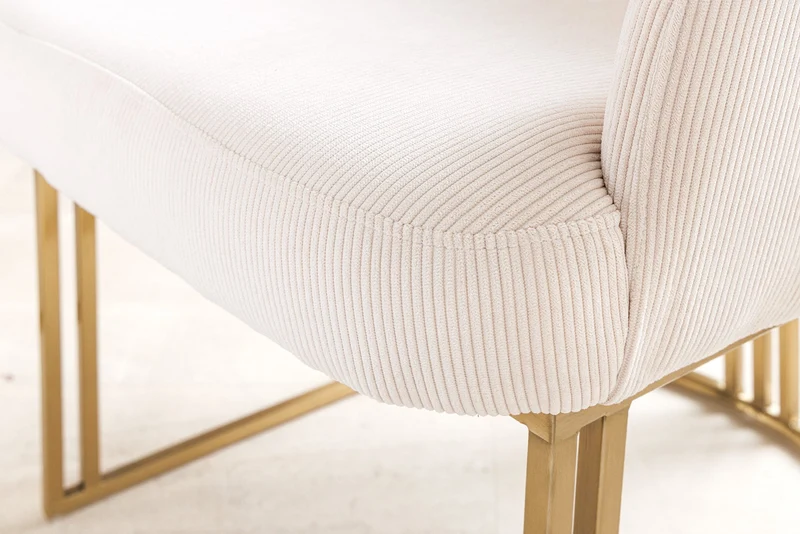 Lot de 2x chaises avec accoudoirs EXTRAVAGANCIA beige cordon métal brossé champagne or