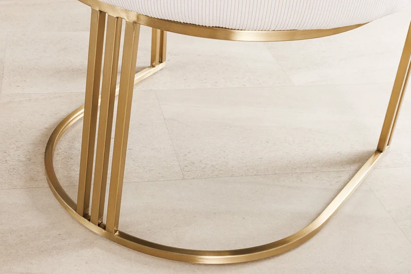 Lot de 2x chaises avec accoudoirs EXTRAVAGANCIA beige cordon métal brossé champagne or