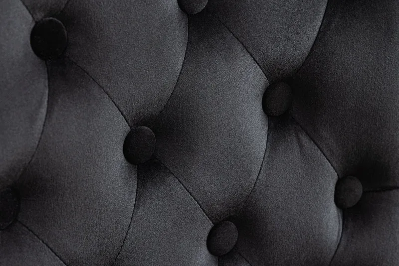 Lot de 2x chaises Chesterfield CASTLE velours noir rivets décoratifs en bois d'hévéa