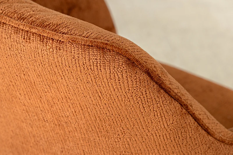 Lot de 2x chaises pivotante rétro UNIQUE en chenille marron rouille pieds en métal noir avec accoudoirs