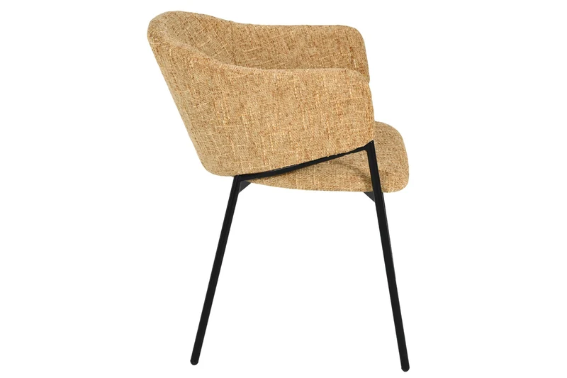 Lot de 2x chaises design NOBLESSE en chenille jaune moutarde, structure en métal noir