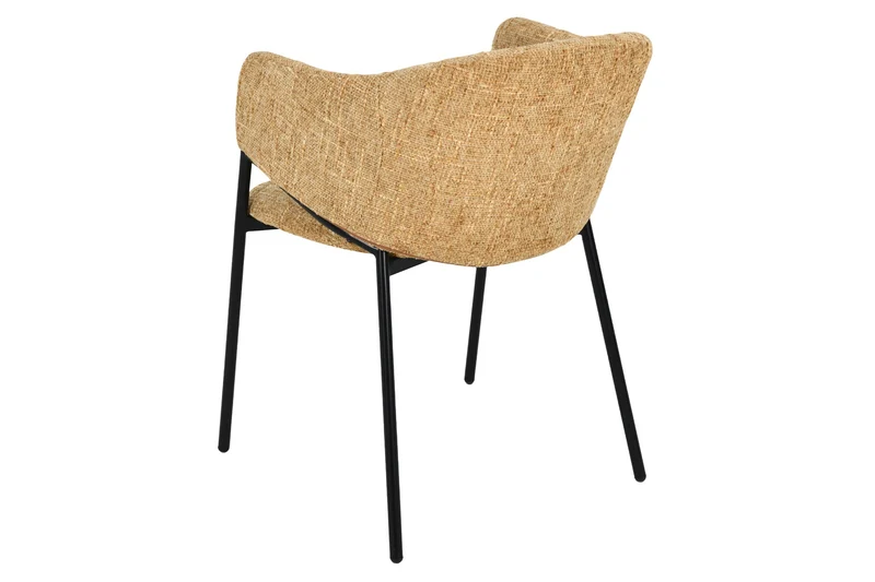Lot de 2x chaises design NOBLESSE en chenille jaune moutarde, structure en métal noir