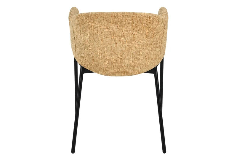 Lot de 2x chaises design NOBLESSE en chenille jaune moutarde, structure en métal noir