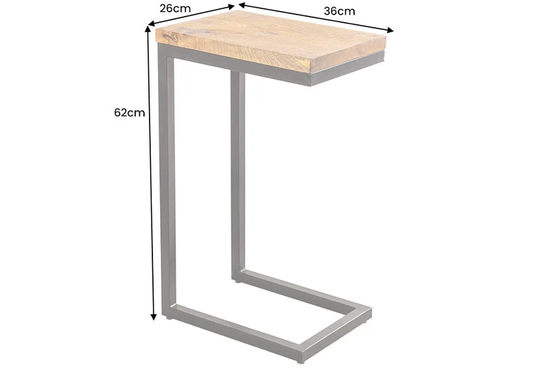 Table d'appoint en bois massif GASTON 65cm manguier naturel métal noir fait main
