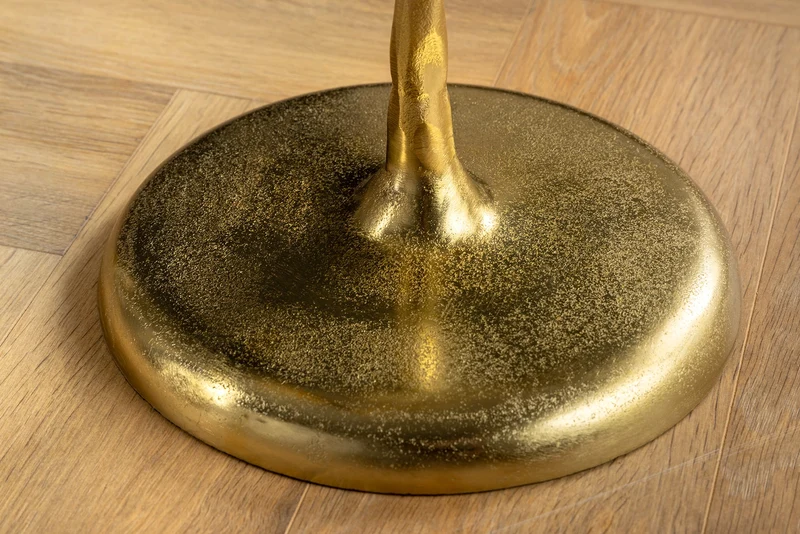 Table d'appoint ronde WILDLIFE PEACOCK 60cm plateau en verre doré sculpture paon en métal