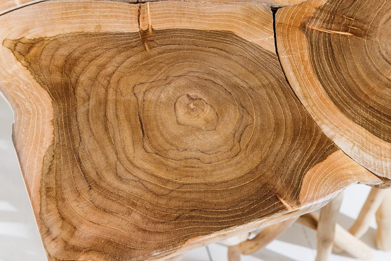 Table d'appoint carrée en bois massif DRIFTWOOD 60 cm en teck naturel au design sur pilotis