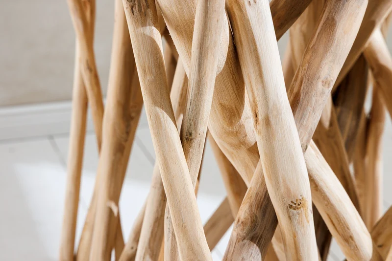 Table d'appoint carrée en bois massif DRIFTWOOD 60 cm en teck naturel au design sur pilotis