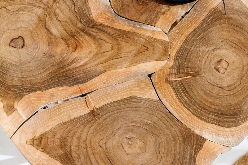 Table d'appoint carrée en bois massif DRIFTWOOD 60 cm en teck naturel au design sur pilotis