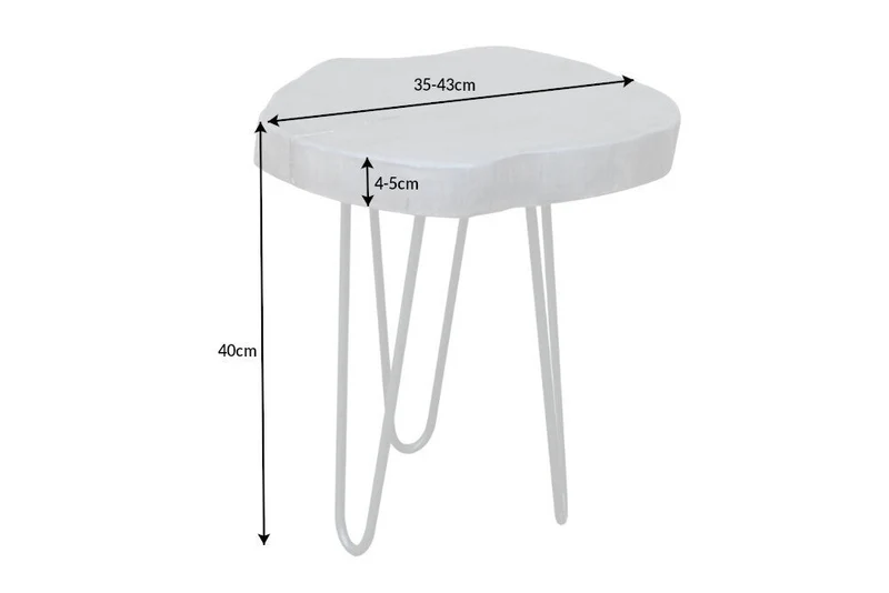 Table d'appoint ronde GOA 45cm bois d'acacia massif gris disque pieds épingles métal