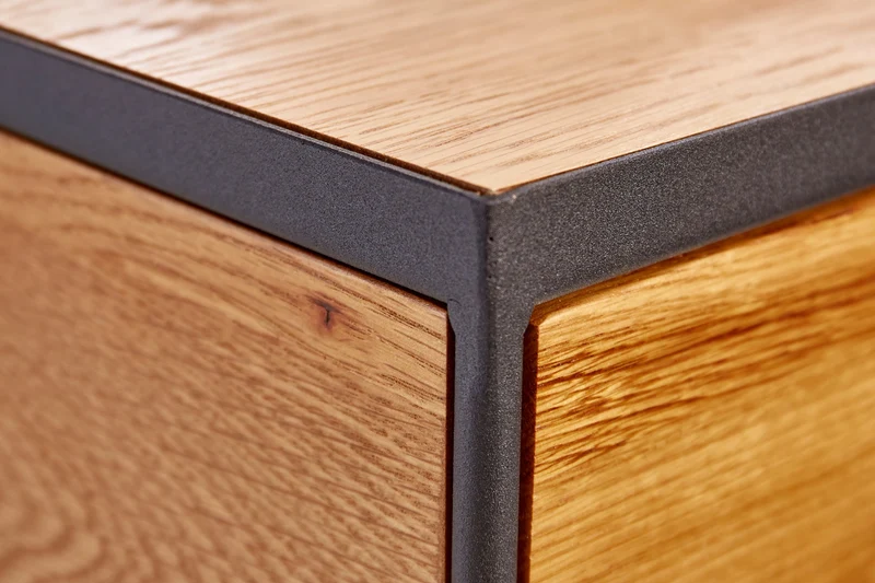 Table d'appoint moderne SCORPION 50cm design chêne sauvage table de chevet en métal avec tiroir