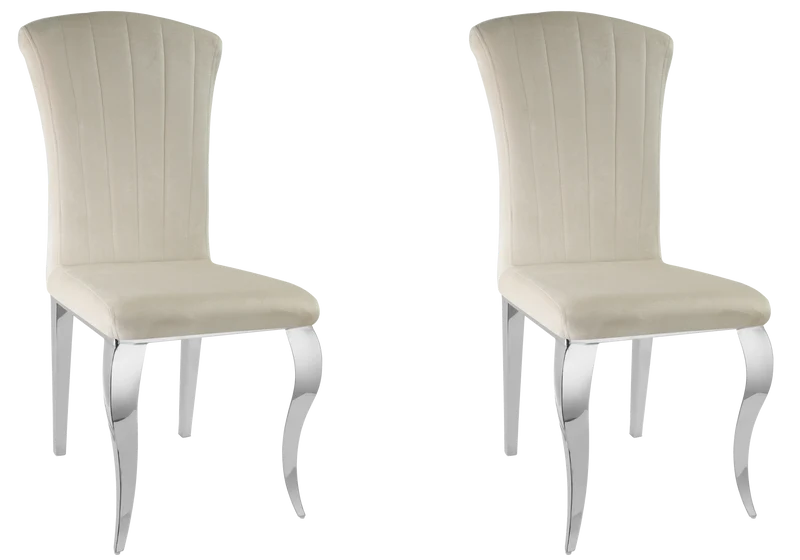 Chaises en velours beige et pieds argent - Nova x6