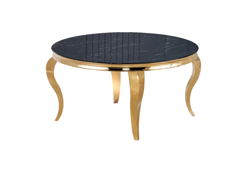 Table basse ronde marbre noir pieds or - Neo