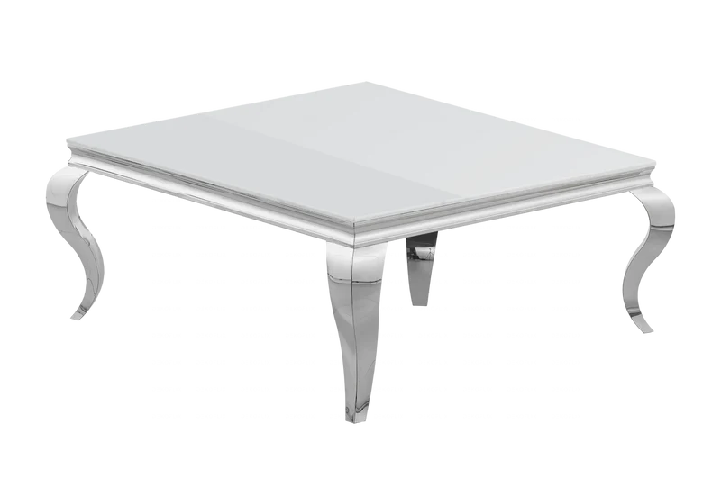 Table basse carrée verre blanc argent - Neo