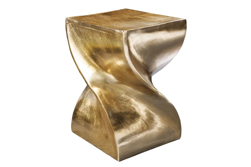 Table d'appoint sculpturale TWIST 45cm en aluminium doré tabouret fait main table de chevet
