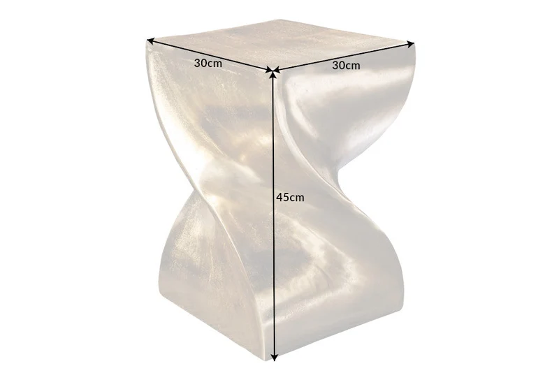 Table d'appoint sculpturale TWIST 45cm en aluminium doré tabouret fait main table de chevet