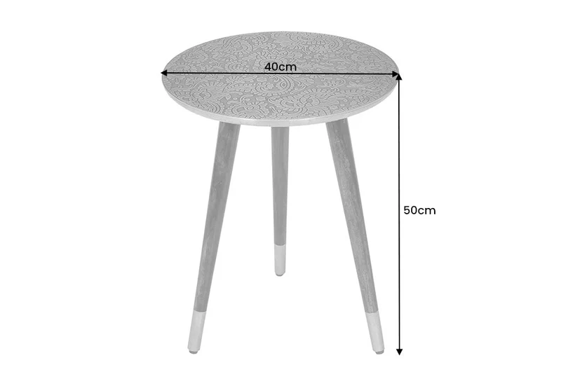 Table d'appoint design ALCAZAR 50cm métal cuivre antique bois de manguier ronde faite main