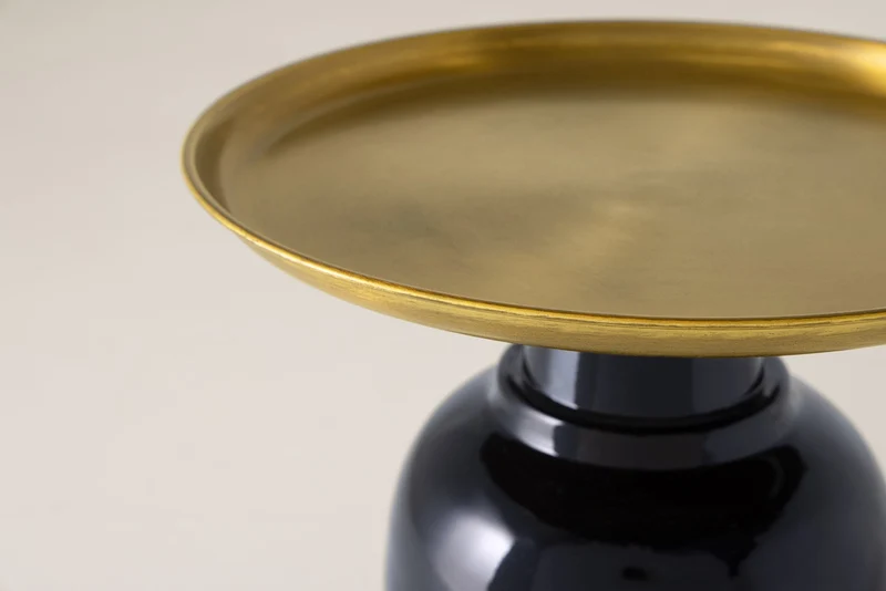 Table d'appoint ronde ELEGANCIA 50cm métal doré antique noir fer fait main