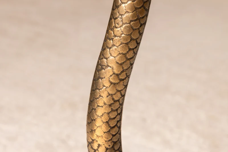 Table d'appoint ronde WILDLIFE SNAKE 65cm cuivre métal antique verre fait main