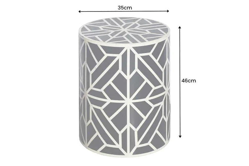 Table d'appoint ronde en marqueterie d'os HARMONY NATURE 45 cm, noire et blanche, fabriquée à la main