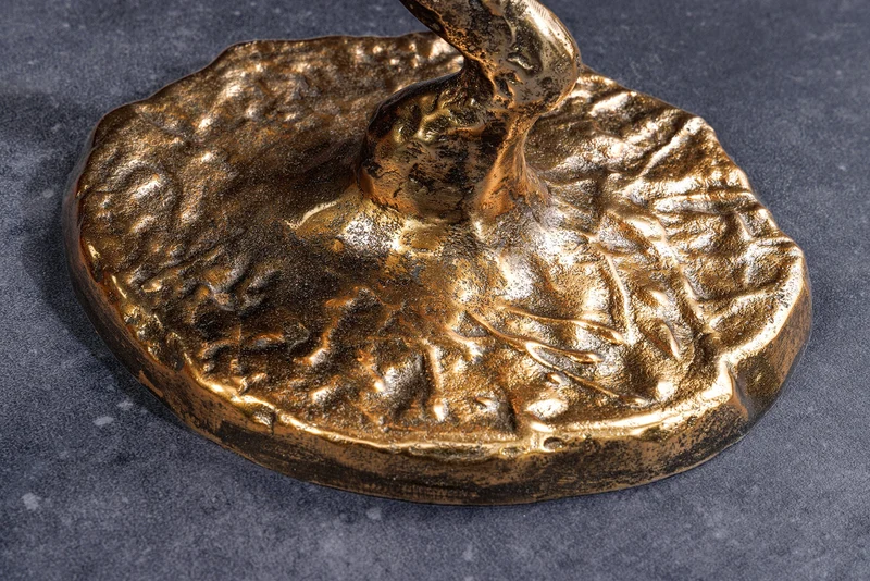 Table d'appoint intérieure et extérieure BIRDS 65 cm en laiton antique, design feuille, sculpture d'oiseau résistante aux intempéries