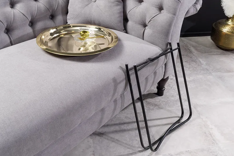 Table d'appoint ronde CASABLANCA 50cm laiton doré noir plateau amovible pliable