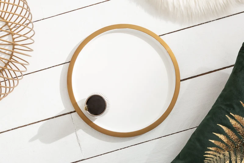 Table basse ronde STORAGE 40cm plateau métal blanc doré table d’appoint avec espace de rangement fait main