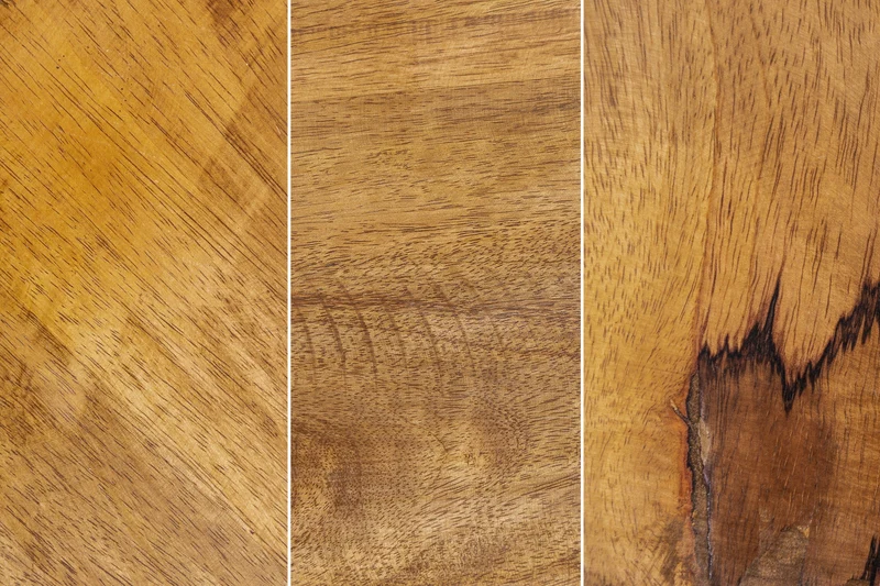 Table basse design DIAMOND 70 cm en bois de manguier naturel, structure en fer et laiton massif