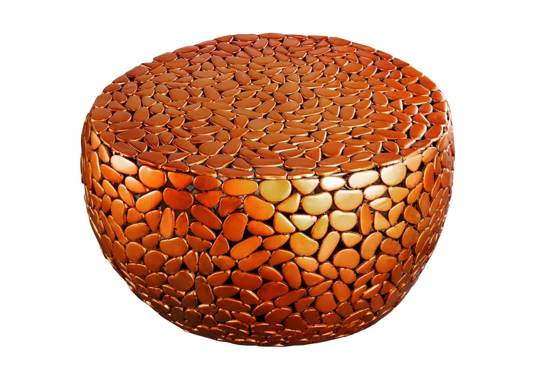 Table basse ronde STONE MOSAIC 75cm mosaïque métal cuivre fait main