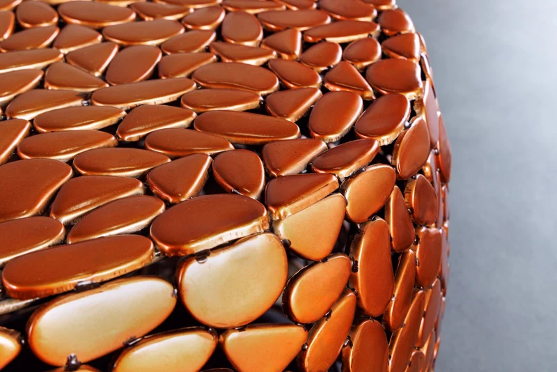 Table basse ronde STONE MOSAIC 75cm mosaïque métal cuivre fait main