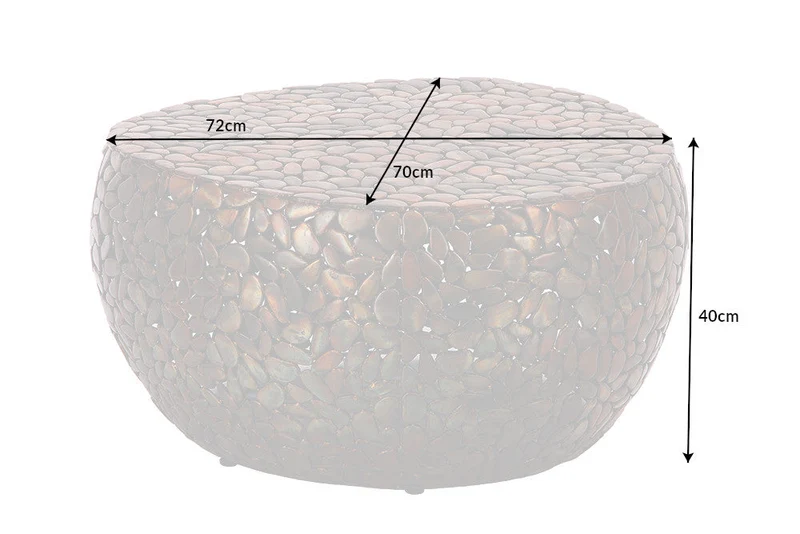 Table basse ronde STONE MOSAIC 75cm mosaïque métal cuivre fait main