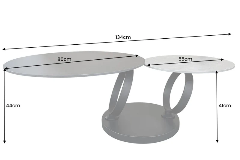 Table basse design DANCING RINGS noir gris ronde tournante en céramique métal