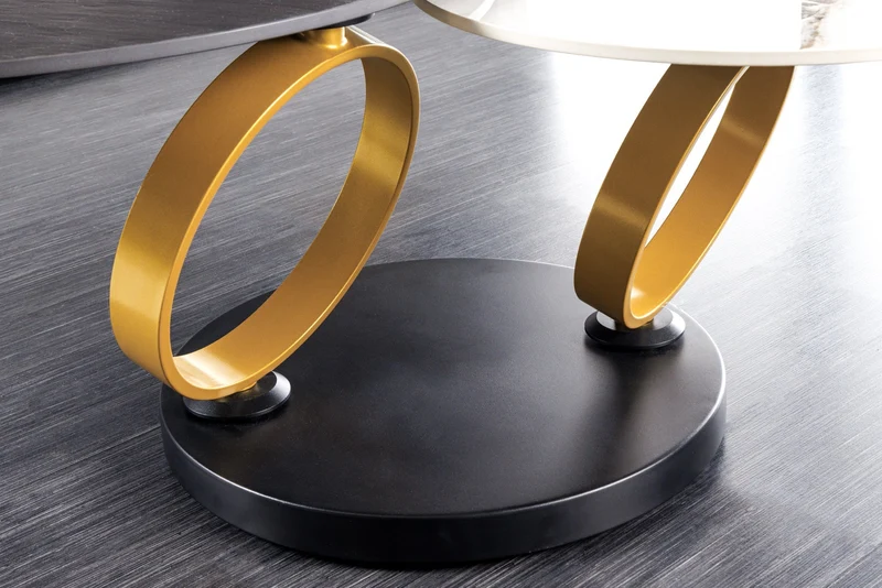 Table basse design DANCING RINGS ronde noire tournante Pandora céramique métal noir