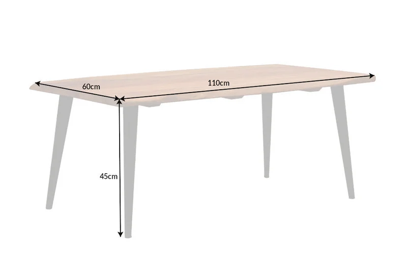 Table basse massive ORGANIC LIVING 110cm en bois d'acacia naturel avec bordure en arbre