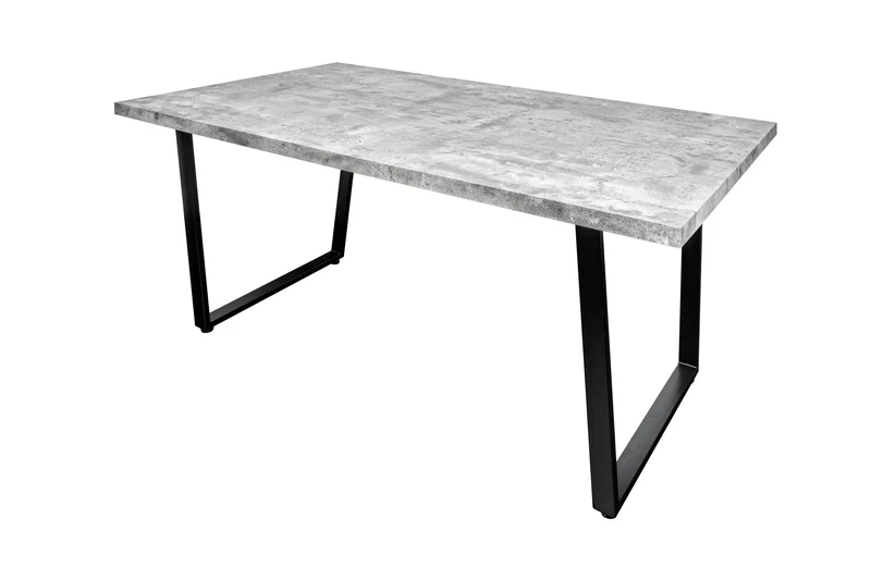 Table à manger moderne LOFT 160cm béton gris design pieds métal noir piètement luge industriel