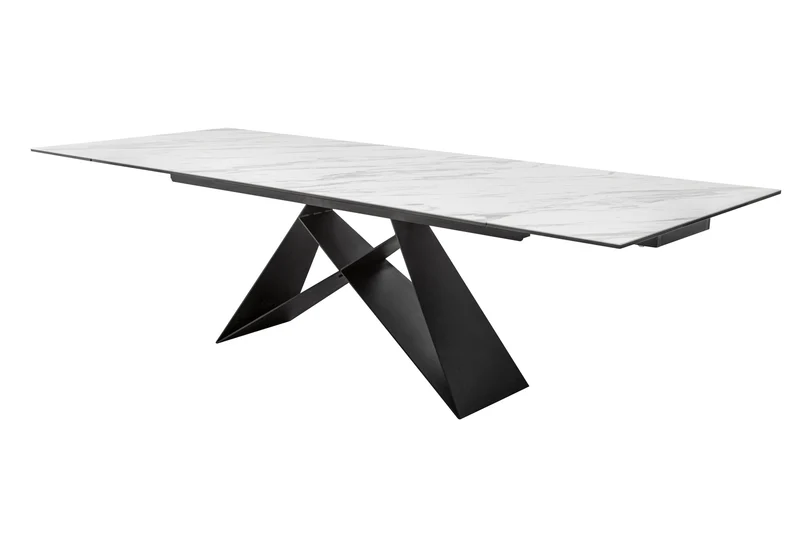 Table à manger extensible PROMETHEUS 180-220-260cm en céramique marbre blanc fabriquée en Italie