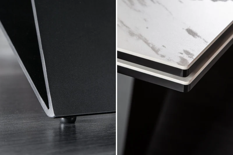 Table à manger extensible PROMETHEUS 180-220-260cm en céramique marbre blanc fabriquée en Italie
