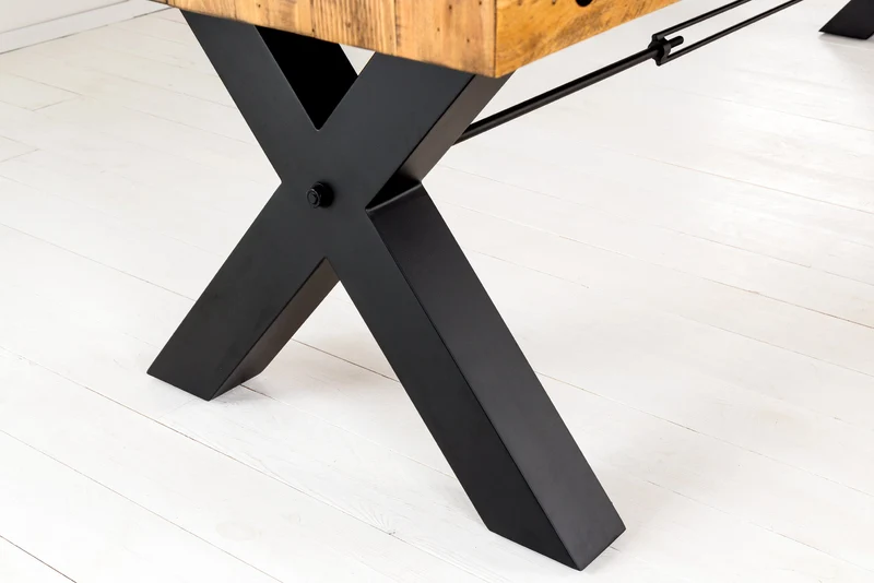 Table à manger en bois massif THOR 300 cm pin marron vintage design industriel recyclé cadre en X en fer