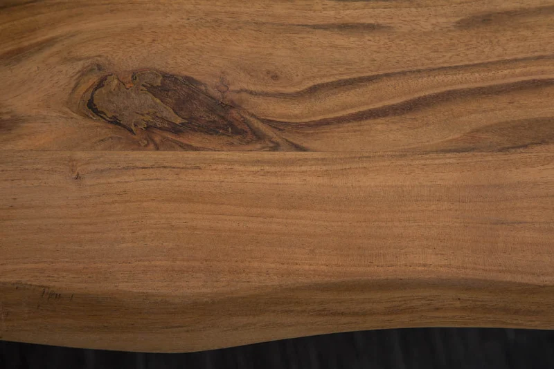 Table à manger en bois massif MAMMUT 140cm bord en acacia sauvage design industriel plateau 2,6cm