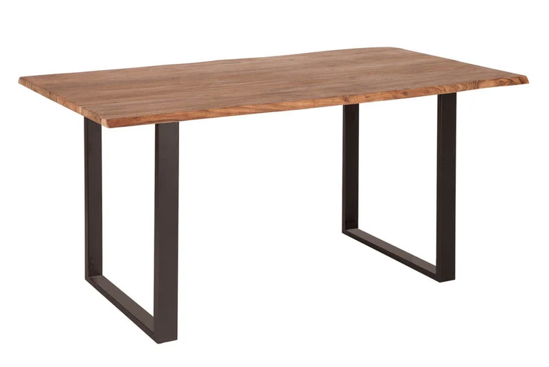 Table à manger en bois massif MAMMUT 160 cm en acacia sauvage design industriel plateau de table 2,6 cm bord d'arbre
