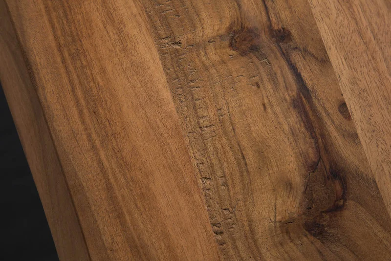 Table à manger en bois massif MAMMUT 160 cm en acacia sauvage design industriel plateau de table 2,6 cm bord d'arbre