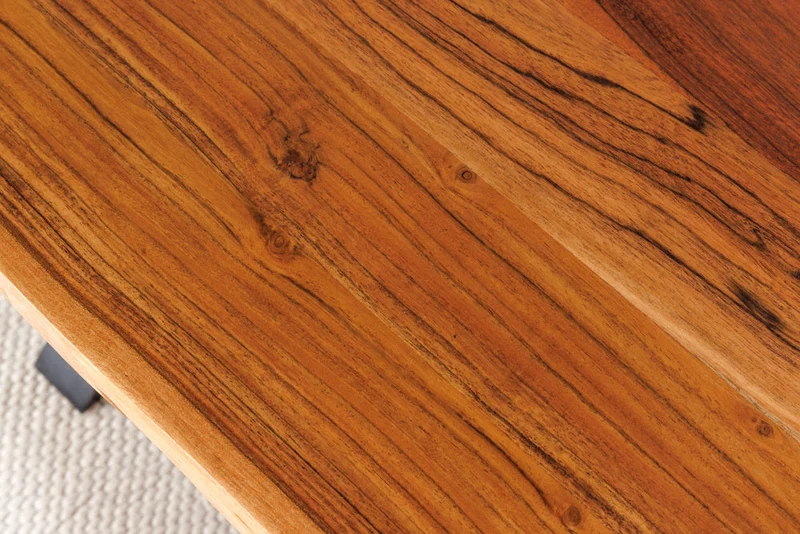 Table à manger en bois massif MAMMUT 160cm bord acacia structure X design industriel plateau 2,6 cm