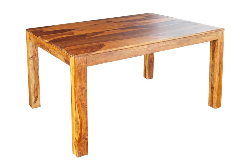Table à manger en bois massif PURE 135 cm marron bois de Sheesham finition pierre grain unique