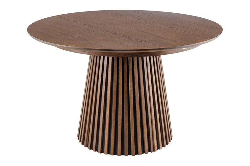 Table à manger extensible VALHALLA WOOD 120-160-200cm piètement pilier en chêne brun fumé