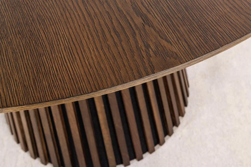 Table à manger ronde VALHALLA WOOD 140cm piètement pilier en chêne fumé