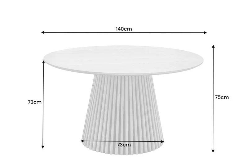 Table à manger ronde VALHALLA WOOD 140cm piètement pilier en chêne fumé