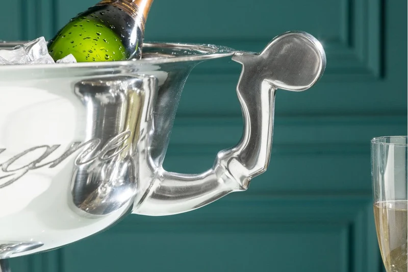 Refroidisseur de champagne au design élégant CHAMPAGNE 40cm refroidisseur de bouteille en argent poli